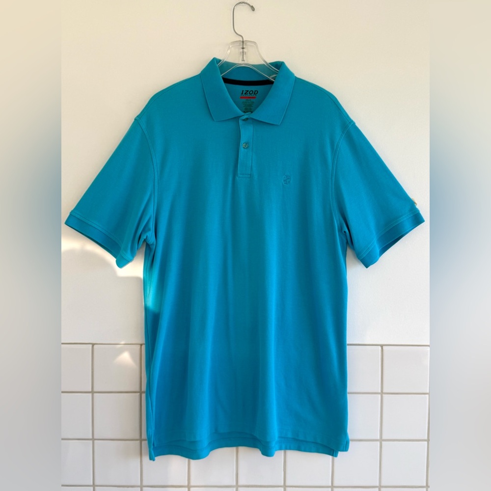 IZOD Men's Turquoise Polo Shirt Short Sleeves  Sz: Xl